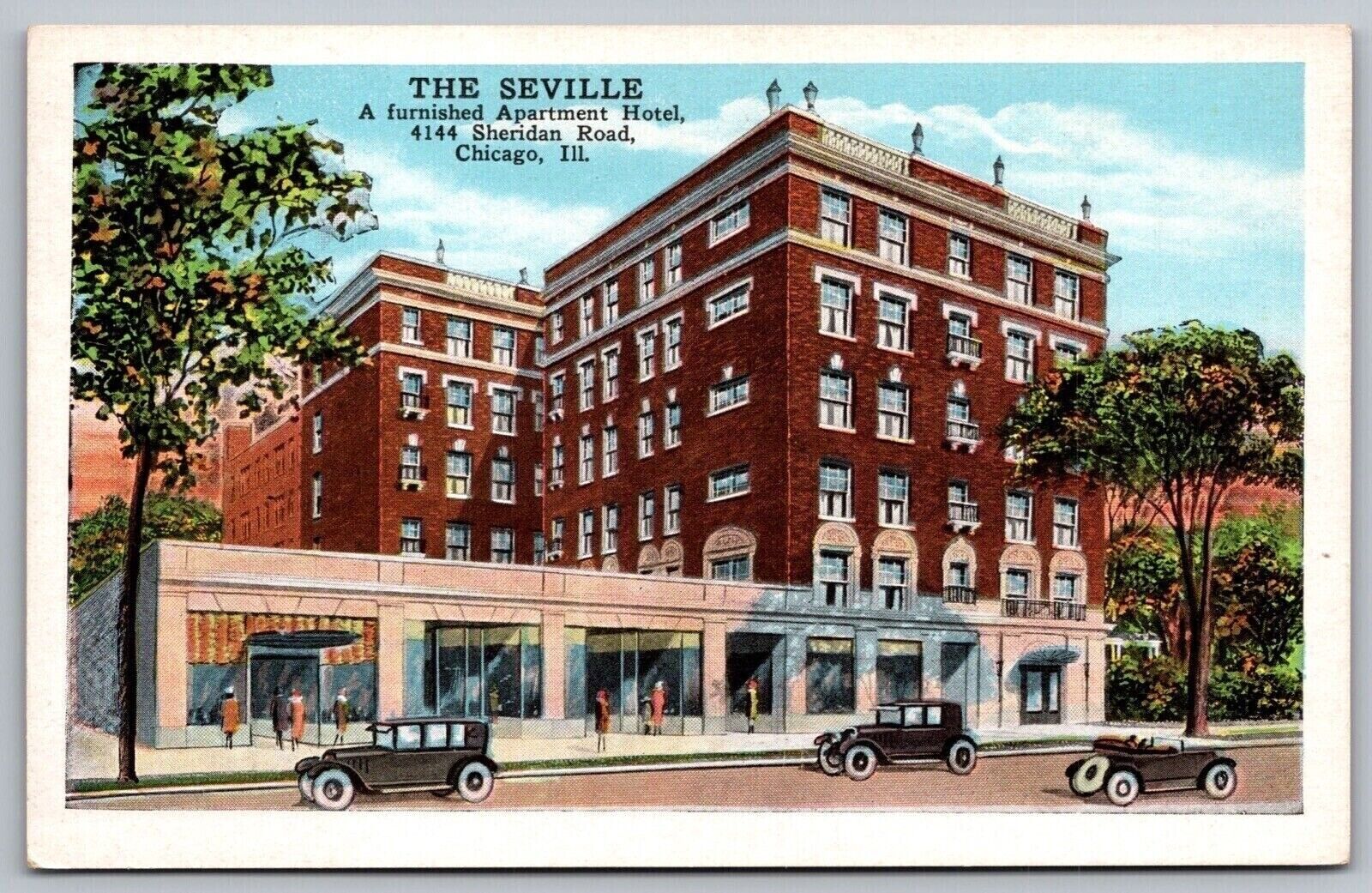 Seville Apartment Hotel Sheridan Road Chicago Illinois Street View VNG Postcard
