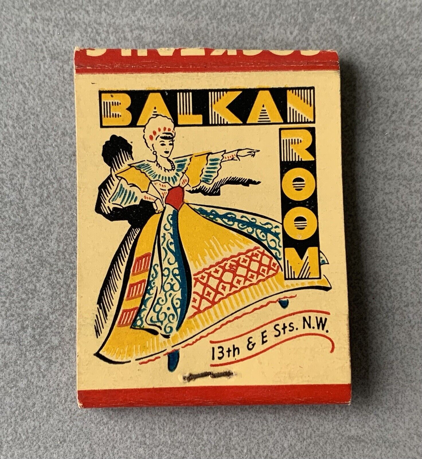 Washington DC Balkan Room Restaurant Historic Matchbook Cover Art ~