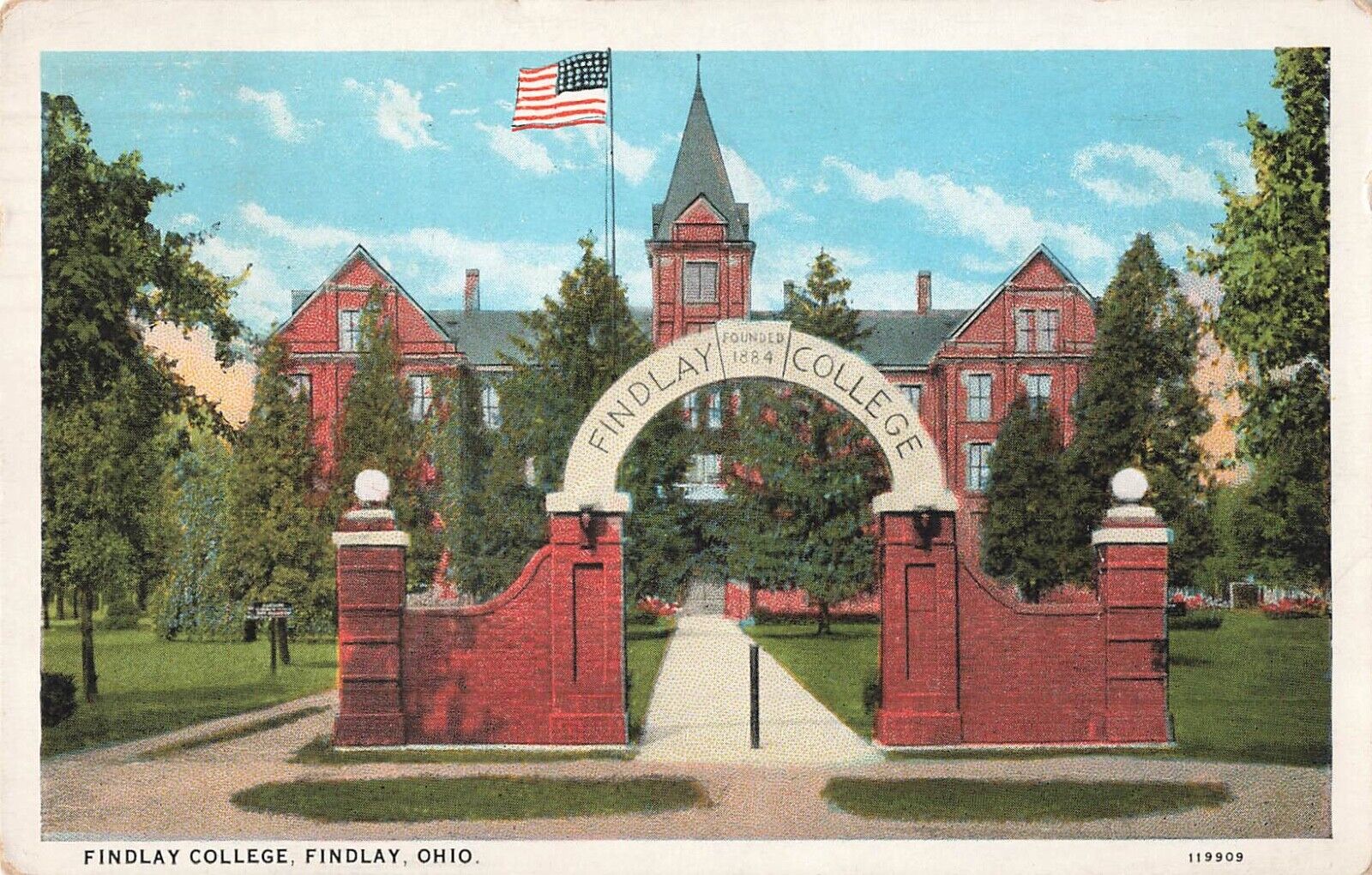 Findlay, Ohio Postcard Findlay College   PM 1928       Q7