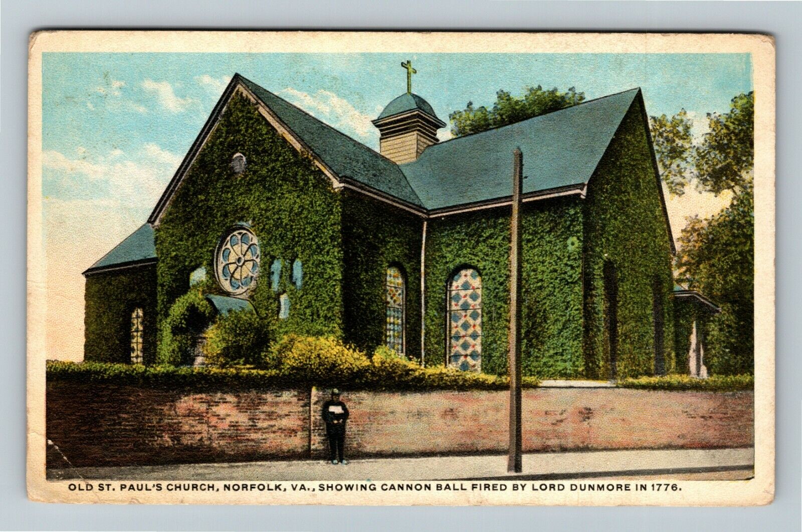 Norfolk Virginia, OLD ST. PAUL'S CHURCH, Religion, Vintage Postcard