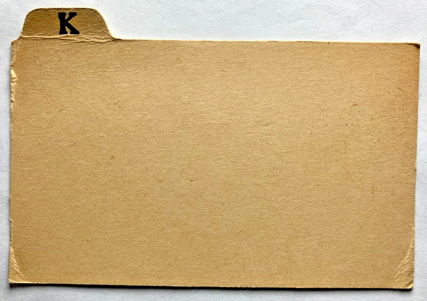 Recipe Box Index Card Seperator Letter K Handwriting Vintage Antique Ephemera