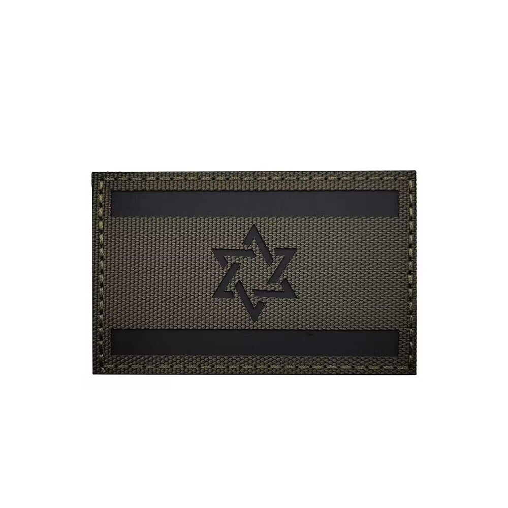 IR Reflective ISRAEL FLAG PATCH Star of David JEWISH ISRAELI Jerusale Hook Loop