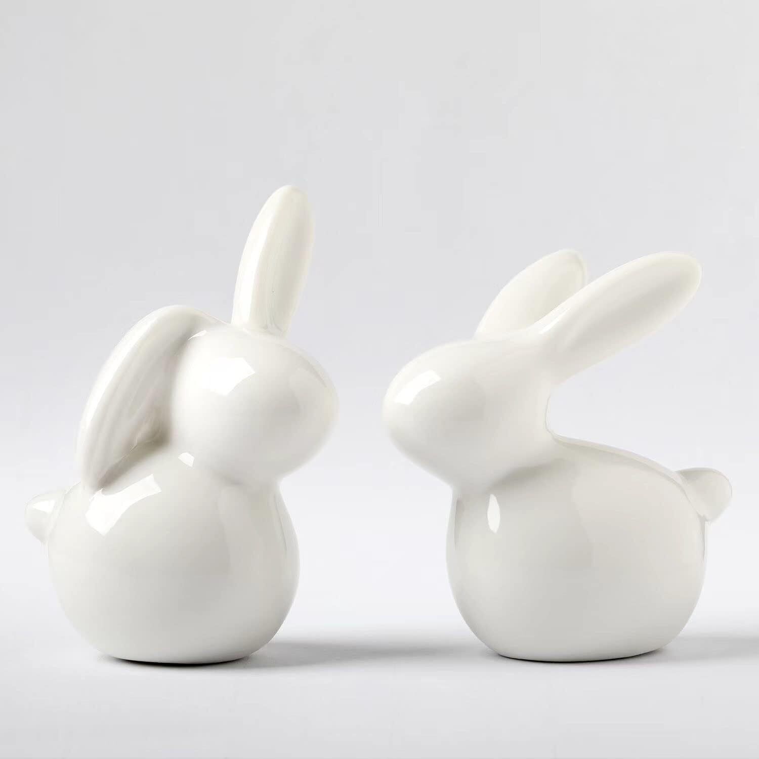 Ceramic Bunny Rabbit Ceramic Bunny Figurine Christmas Decorations Rabbit, Porcel