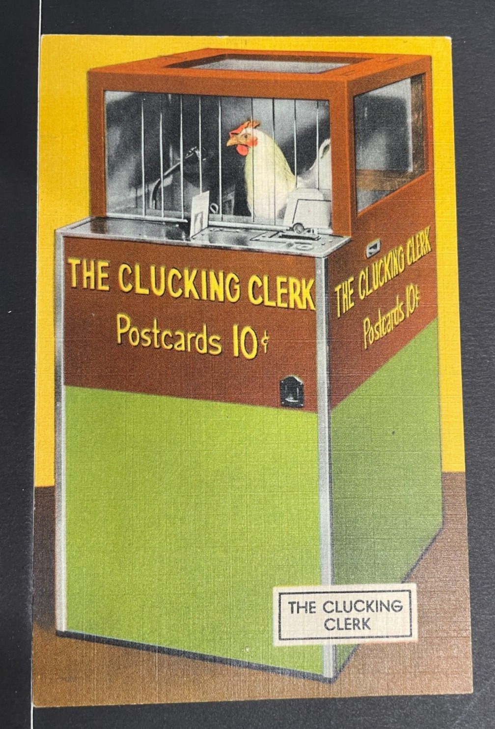 Linen Postcard The Clucking Clerk Postcards 10 Cents Keller Breland Unposted