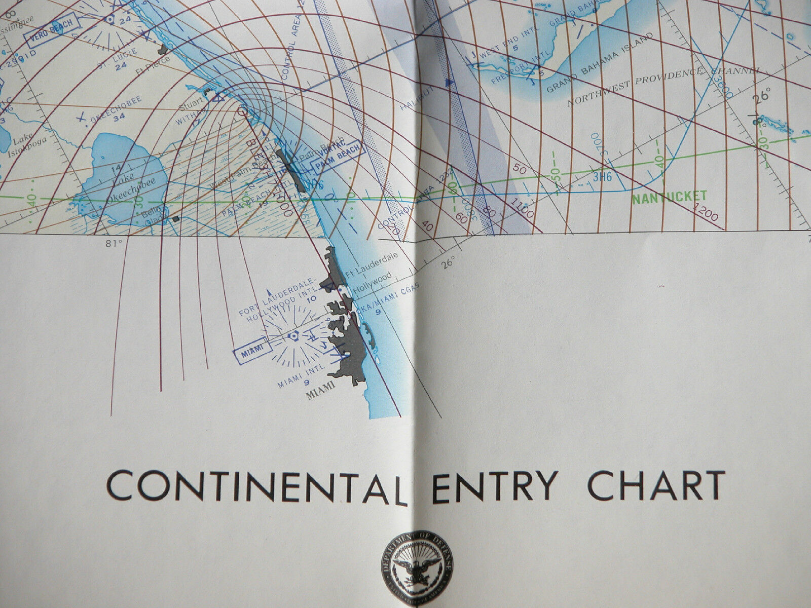 VTG Air Force Continental Entry Chart Map Dep. of Defense Nantucket 1961 