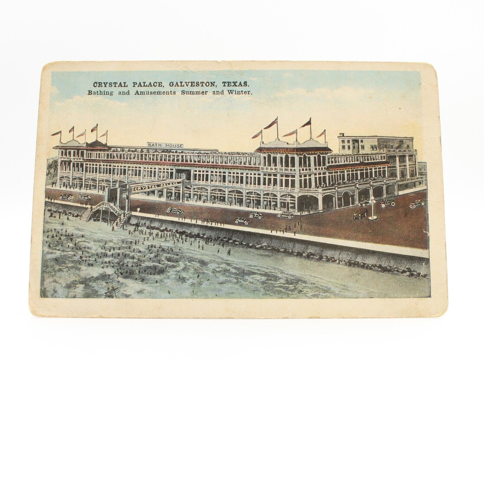 c1920\'s Crystal Palace Bathing And Amusement Crowd Galveston Texas TX Postcard