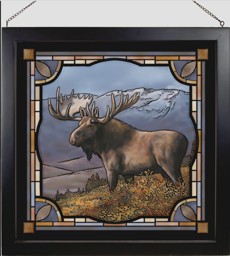 Bull Moose Stained Glass Art by Rosemary Millette 20\' X 20\