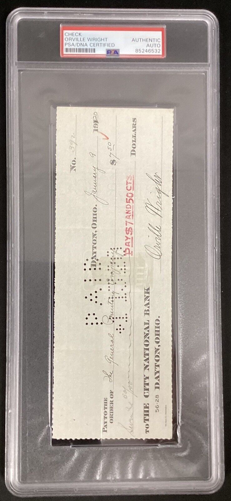 Orville Wright Signed Check The Wright Brothers First Airplane Auto PSA/DNA
