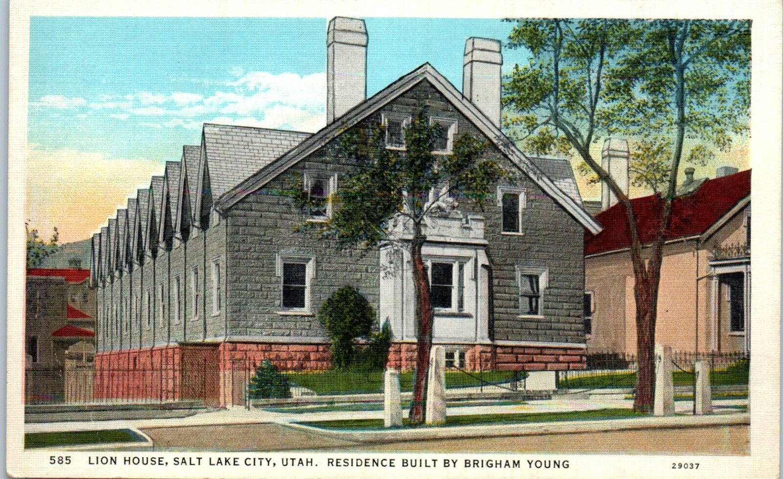 c1940s Linen Postcard Salt Lake City UT Utah Lion House Brigham Young Residence