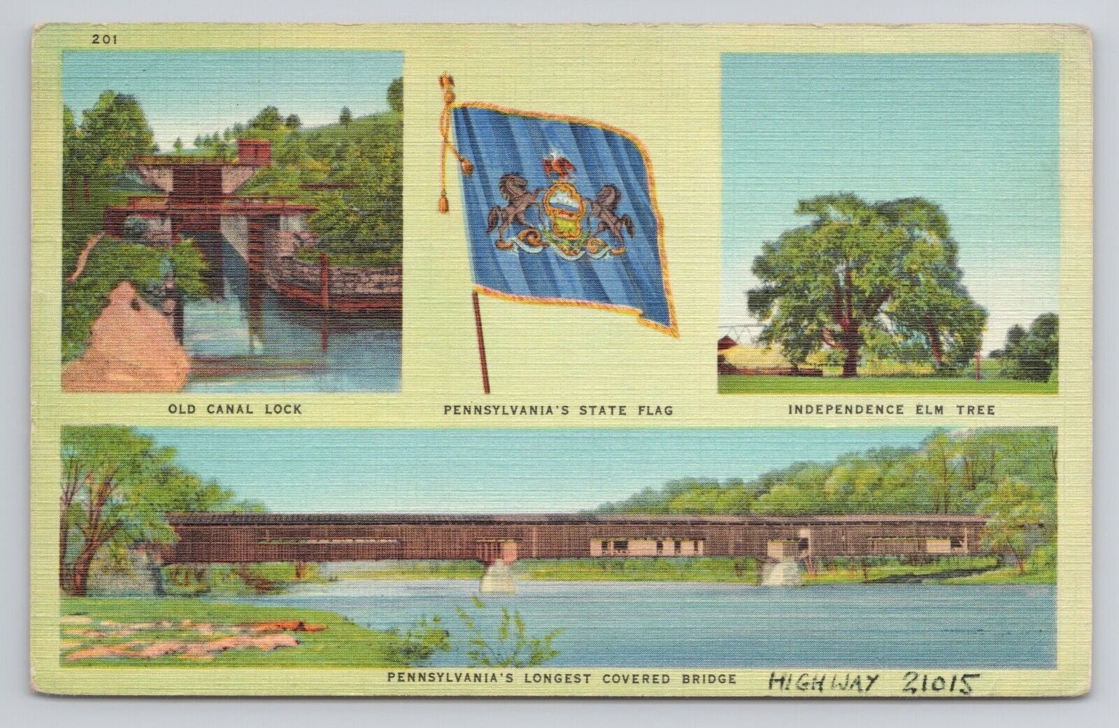 Postcard Pennsylvania\'s Longest Covered Bridge west of Harrisburg PA