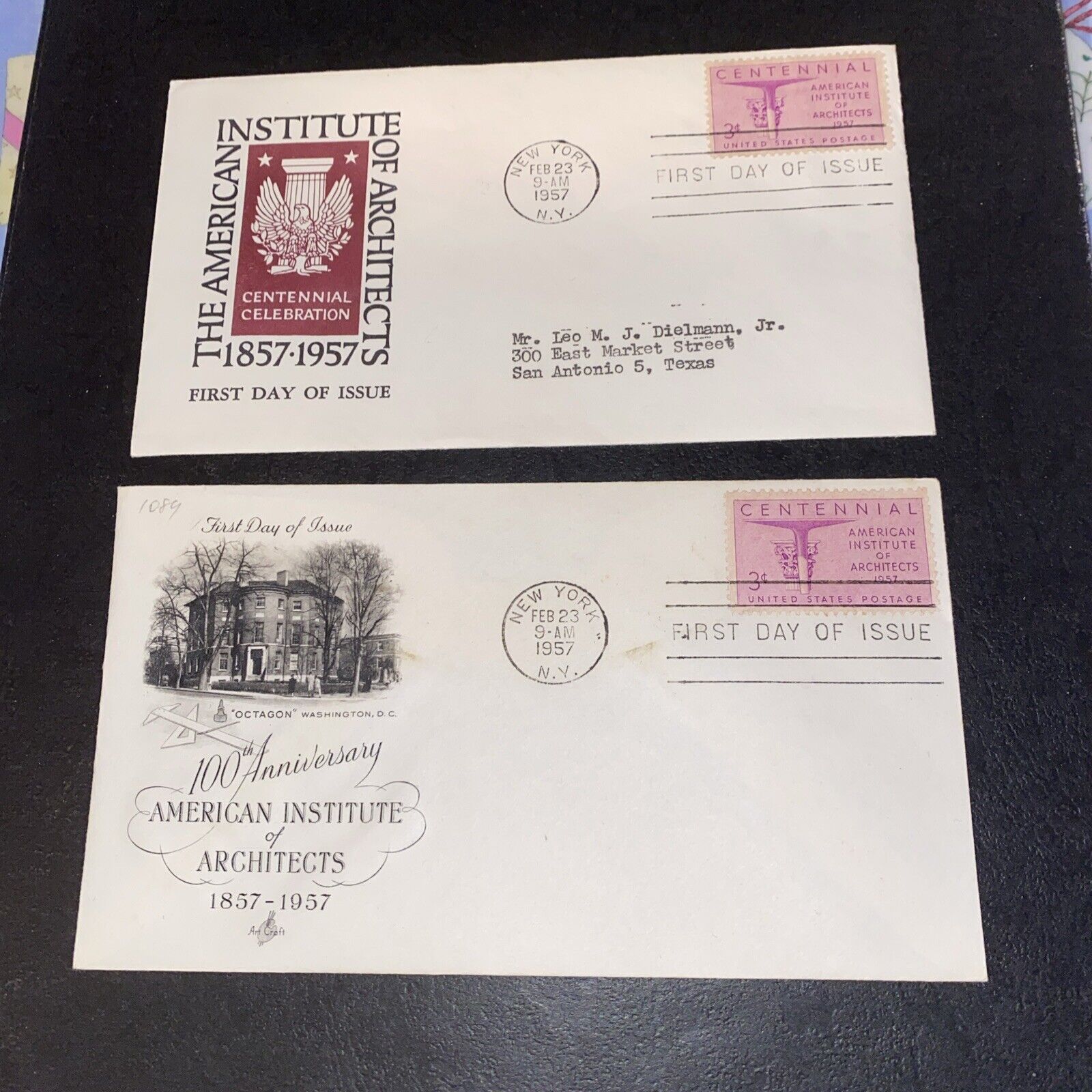 1957 100th Anniversary American Institute Of Architects New York FDC S2892 Lot 2