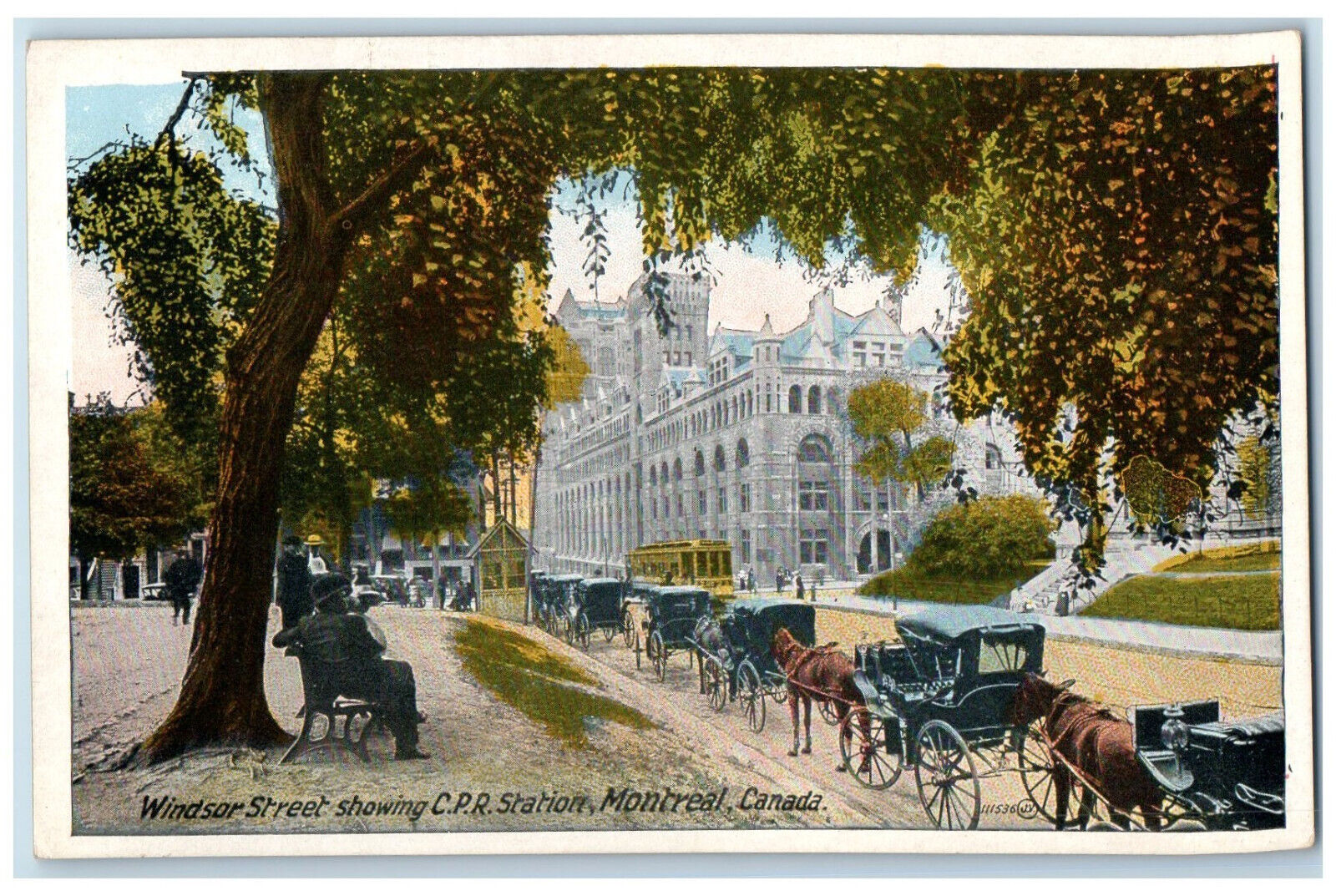 c1920's Windsor Street Showing C.P.R. Station Montreal Canada Vintage Postcard