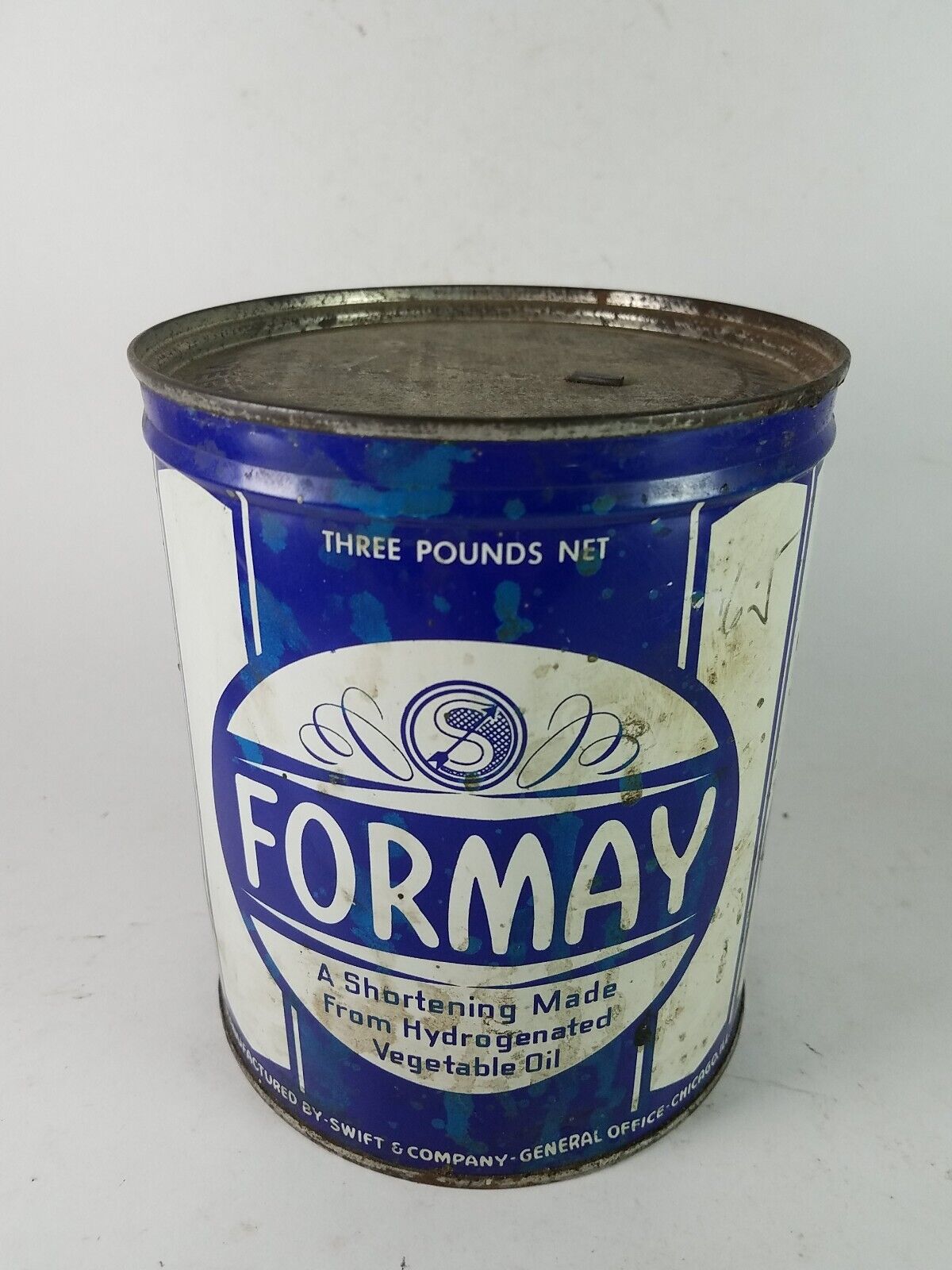 Formay Shortening Tin Can Three Pounds Vintage Sealed Full