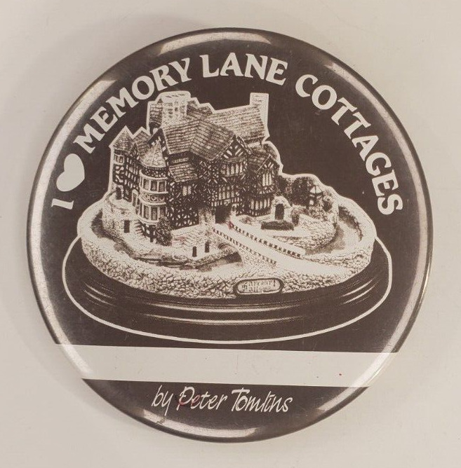 Vintage I Love Memory Lane Cottages by Peter Tomlins Convention Pinback Button