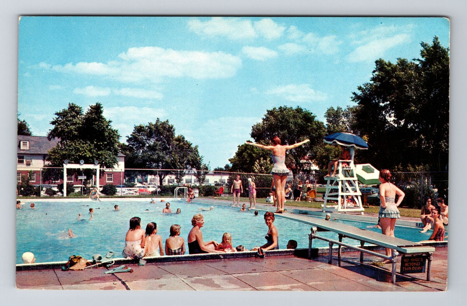 Scott AFB, IL-Illinois, Officers Swimming Pool Antique Souvenir Vintage Postcard