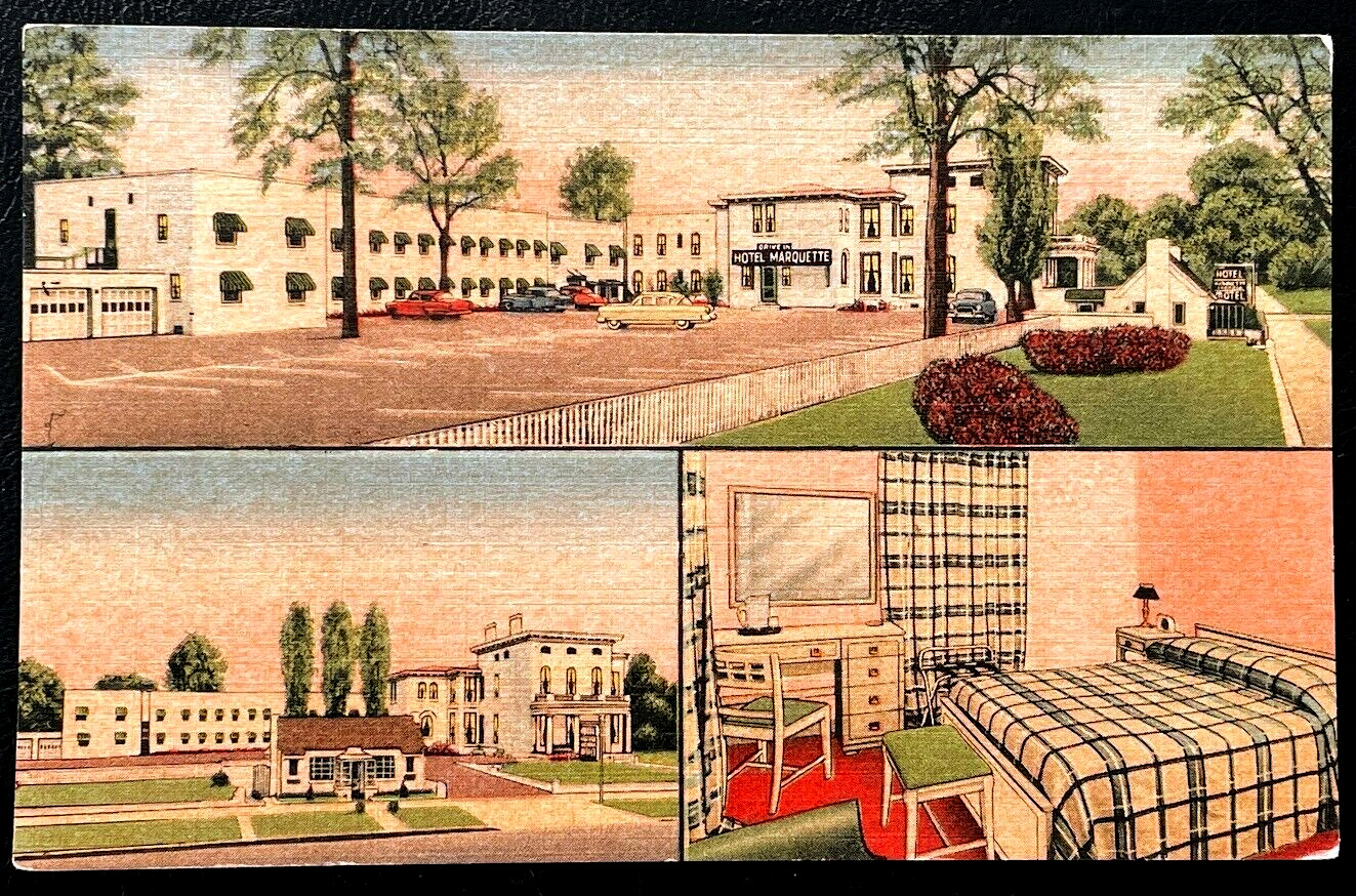 Louisville Kentucky Hotel Marquette Vintage Unused 1940\'s Linen Postcard Card KY