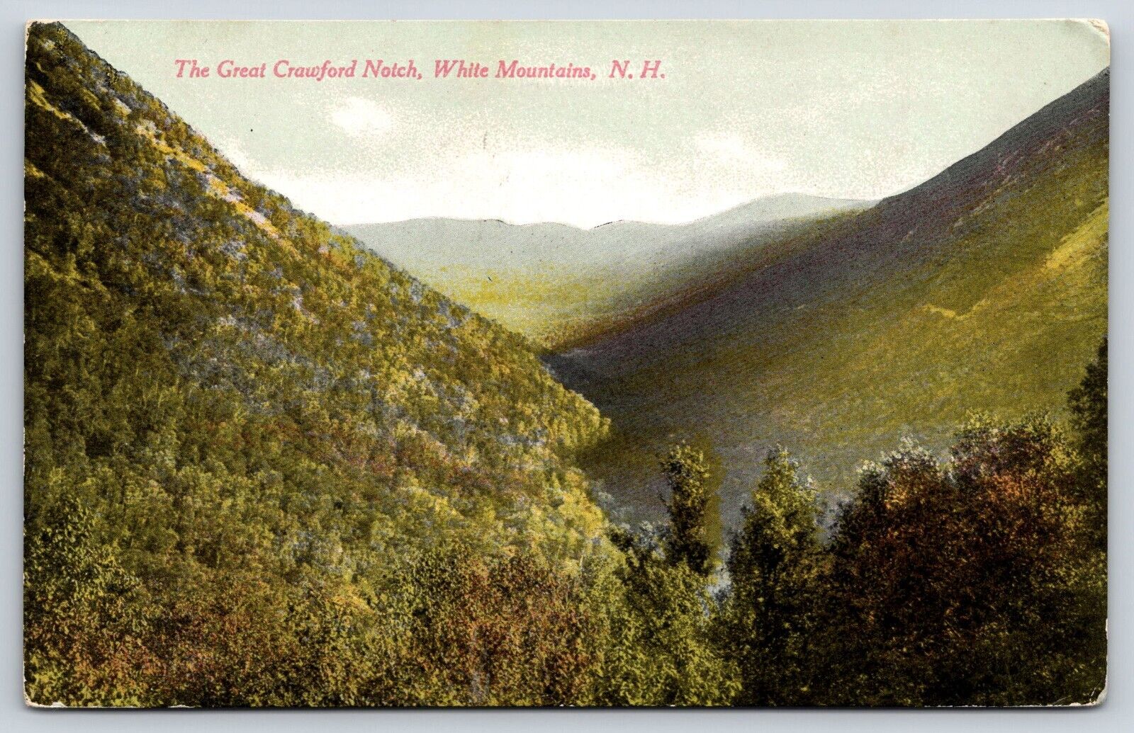 White Mountains, NH, The Great Crawford Notch, Antique Vintage Post Card