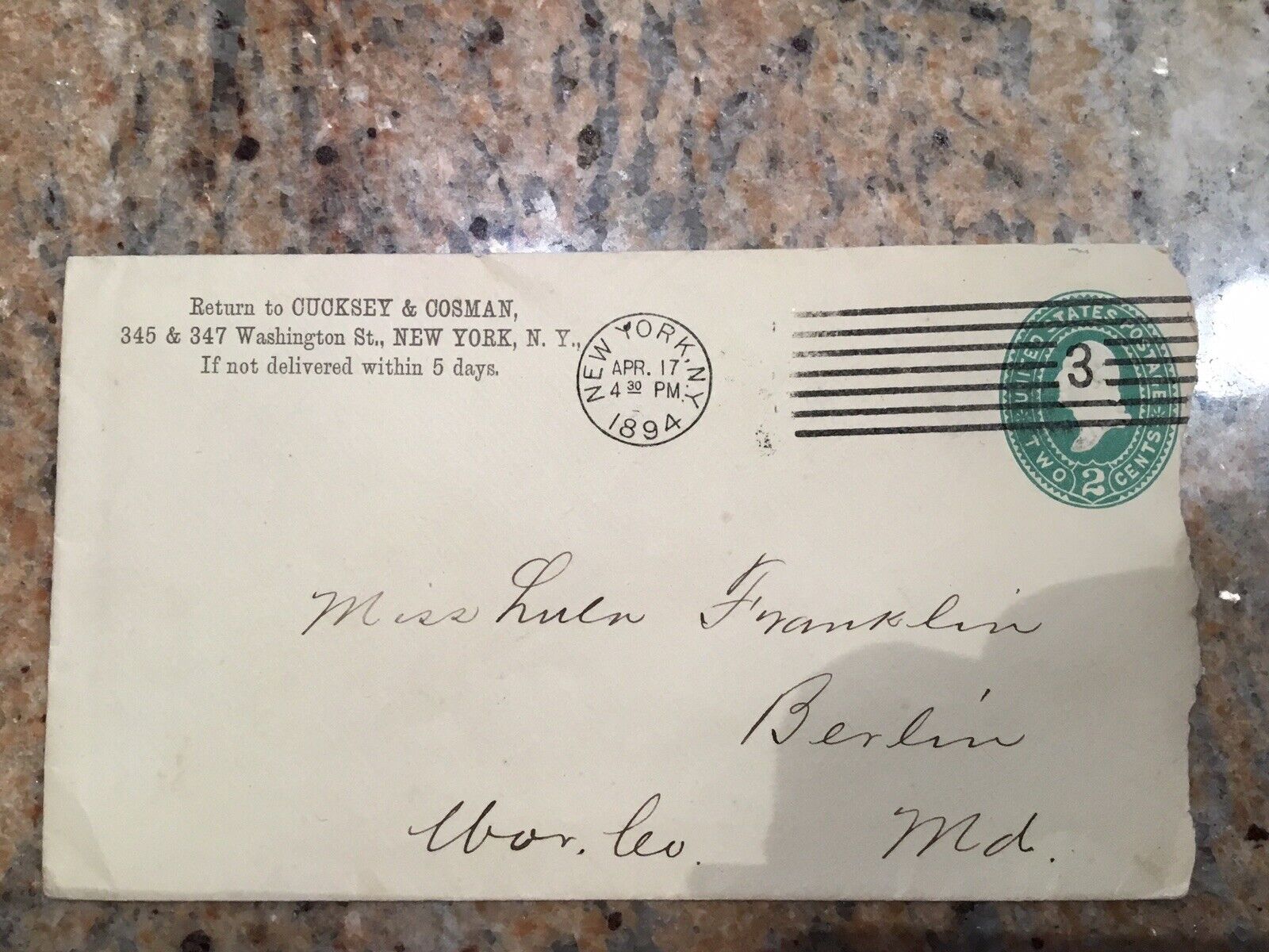 Envelope Dated 1894