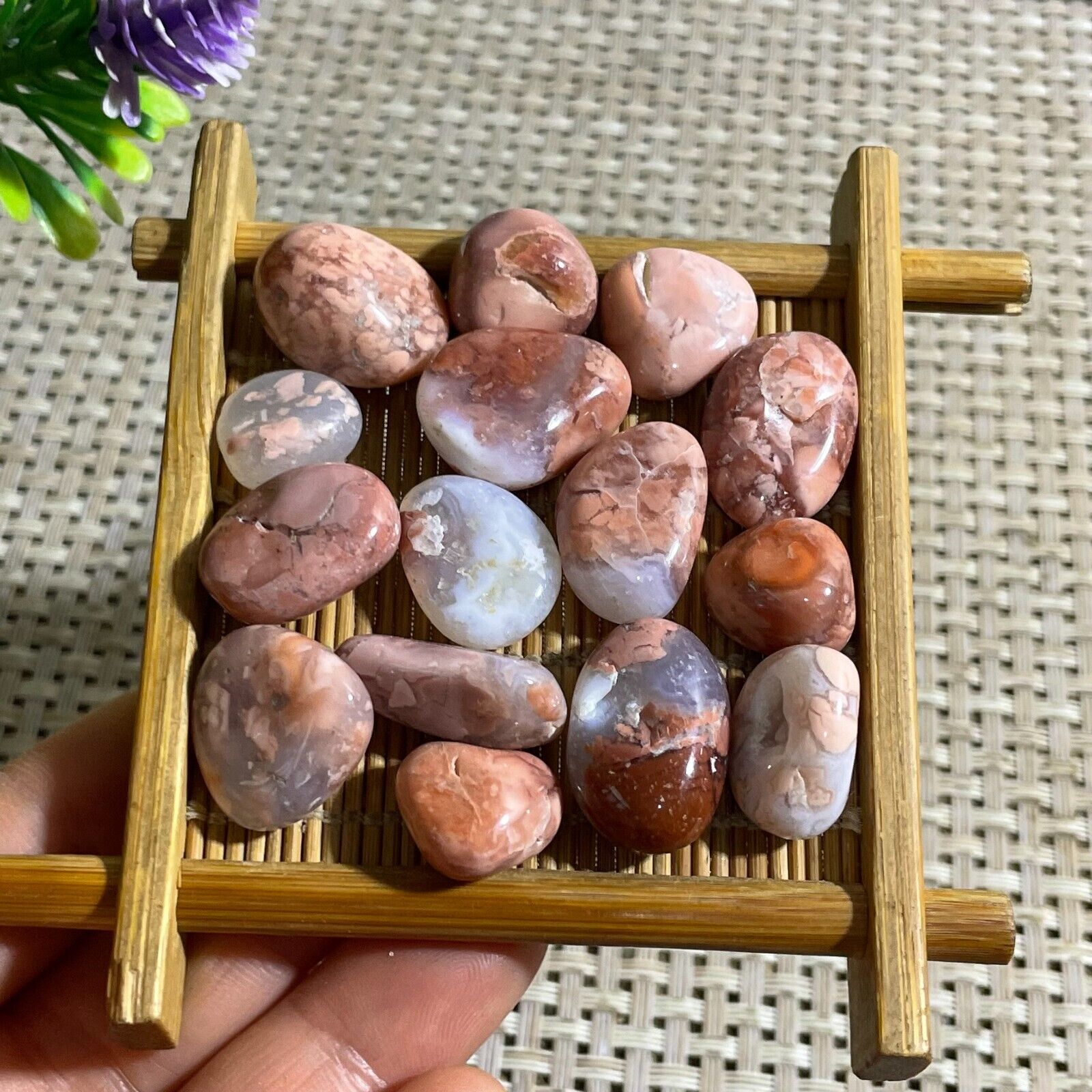 43g Natural Colorful Pink Agate crystal Hand cut piece Reiki specimen Healing