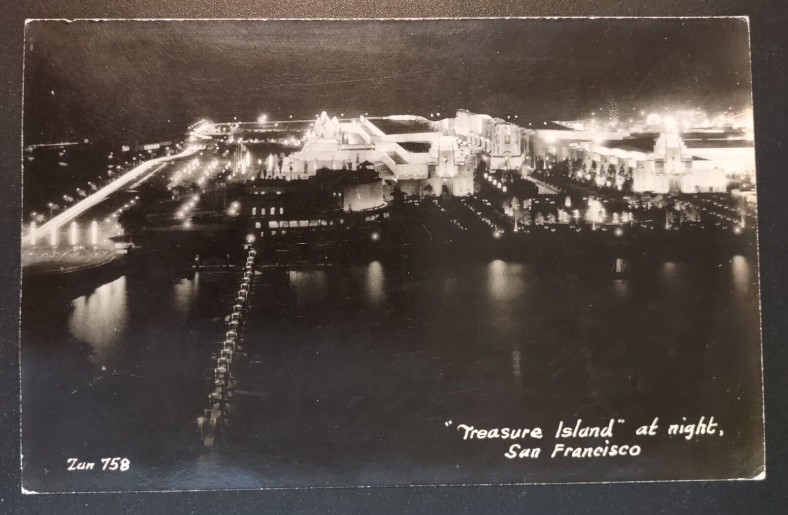 RPPC Treasure Island At Night San Francisco California Posted 1946