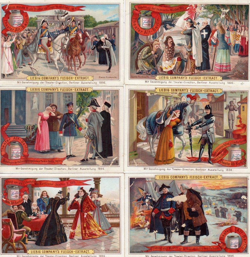 1896 COMPLETE SET/6 LIEBIG EXTRACT OF MEAT TRADE CARD*THEATRE OLD BERLIN*2*S498