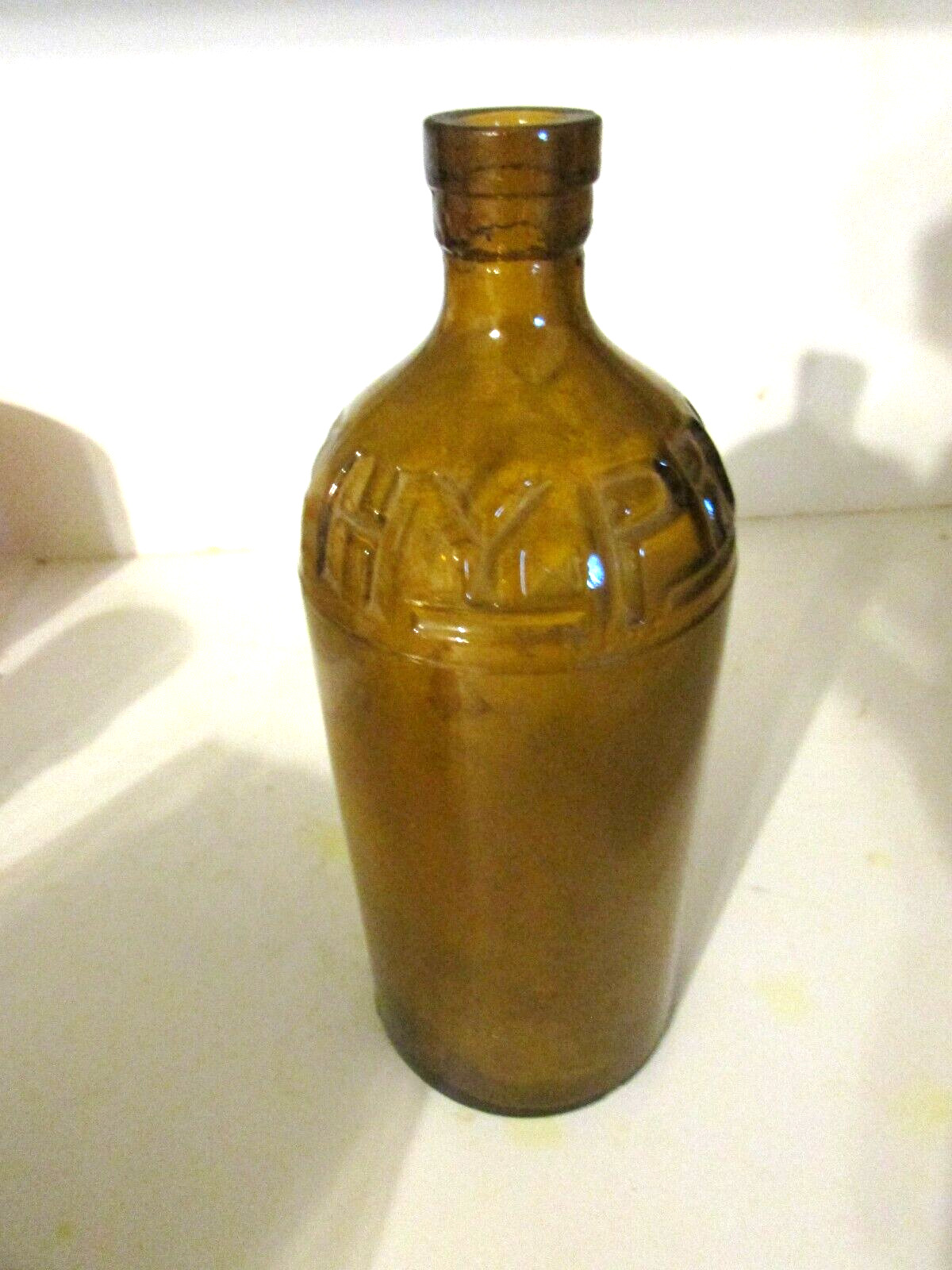 Vintage Amber Embossed Hy-Pro Bleach Bottle
