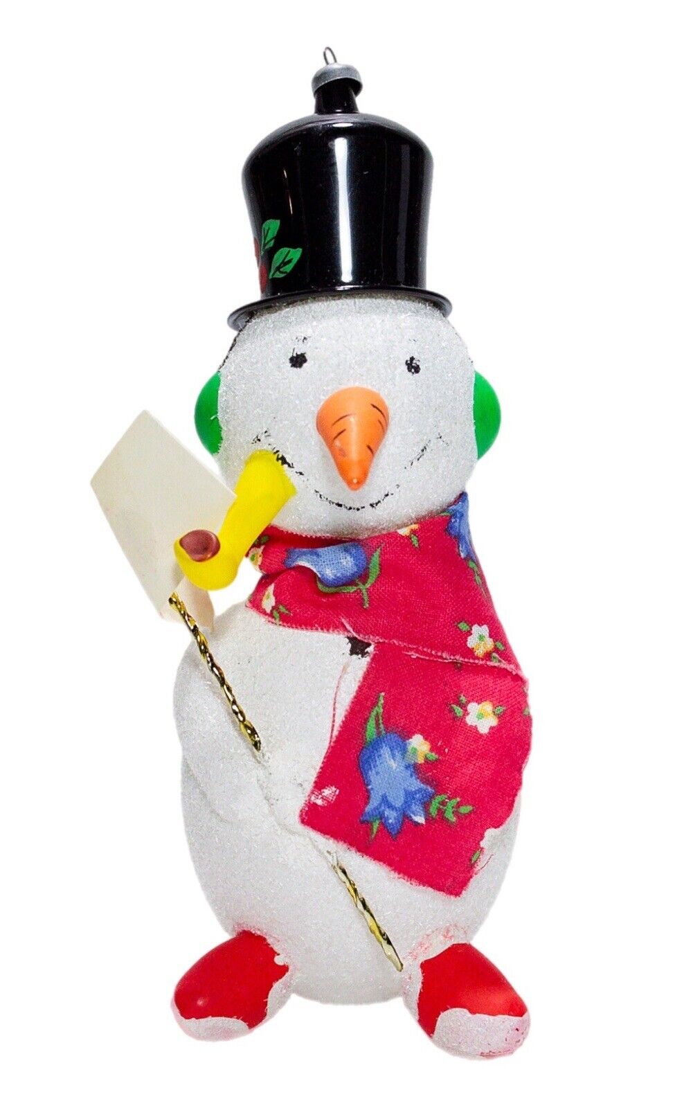 De Carlini Vintage Frosty Snowman w/ Pipe Mouth Blown Glass Christmas Ornament