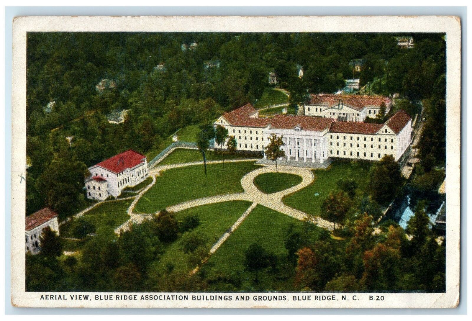 1936 Aerial View Blue Ridge Asso. Buildings & Grounds North Carolina NC Postcard