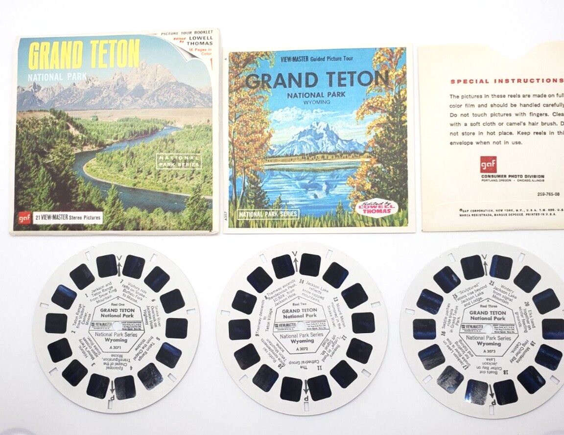 GAF View-Master 3 Reel Packet Grand Teton National Park  #A 307 with Booklet