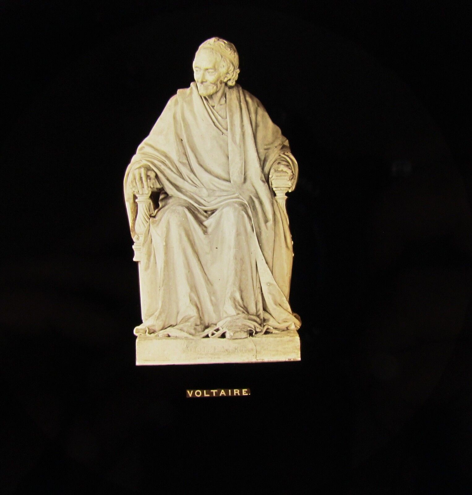 Glass Magic Lantern Slide STATUE OF VOLTAIRE C1890 FRANCE FRENCH WRITER