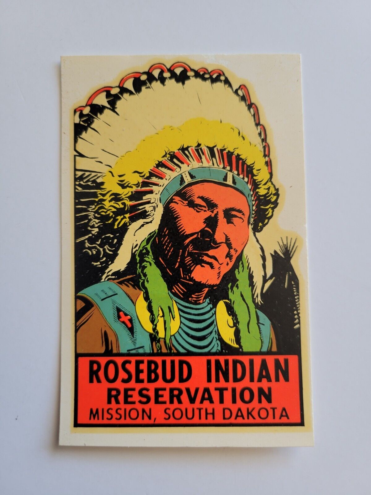 Vtg Rosebud Indian Reservation South Dakota Travel Decal Water Transfer Sticker