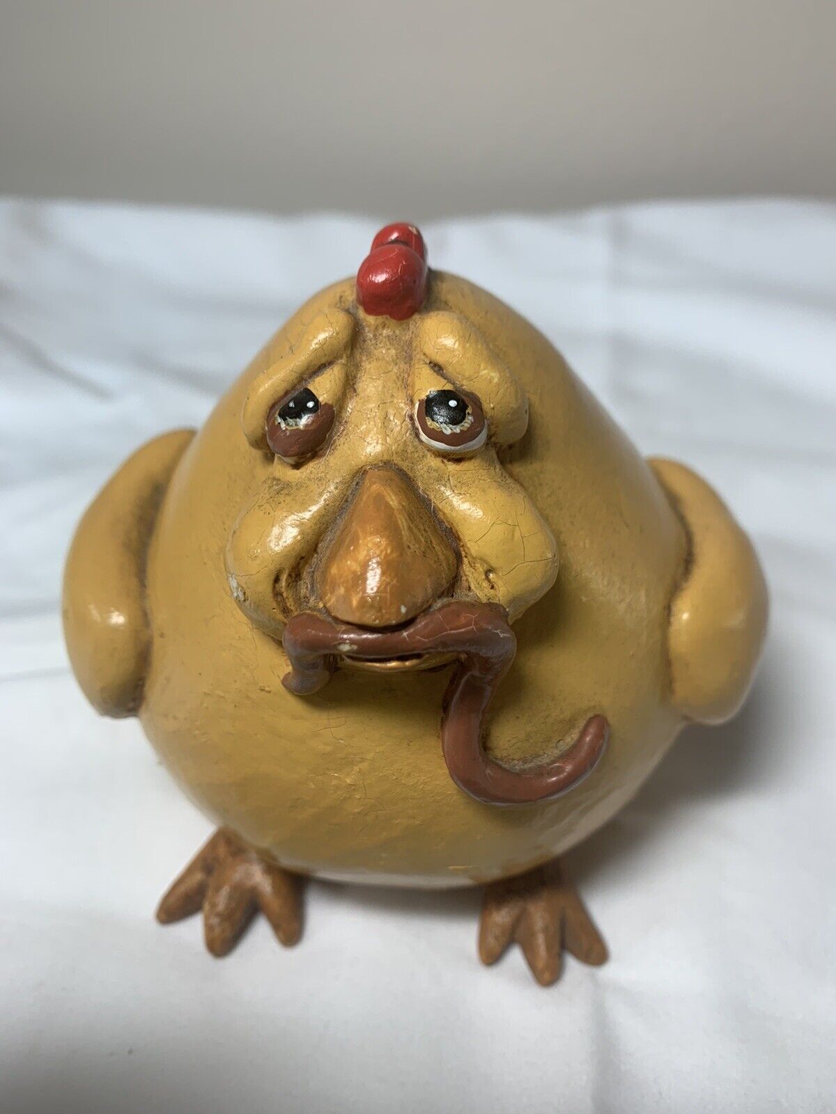 1997 Vicki Thomas*  Chicken With Worm*Enesco*Funnybone Gourd Signed
