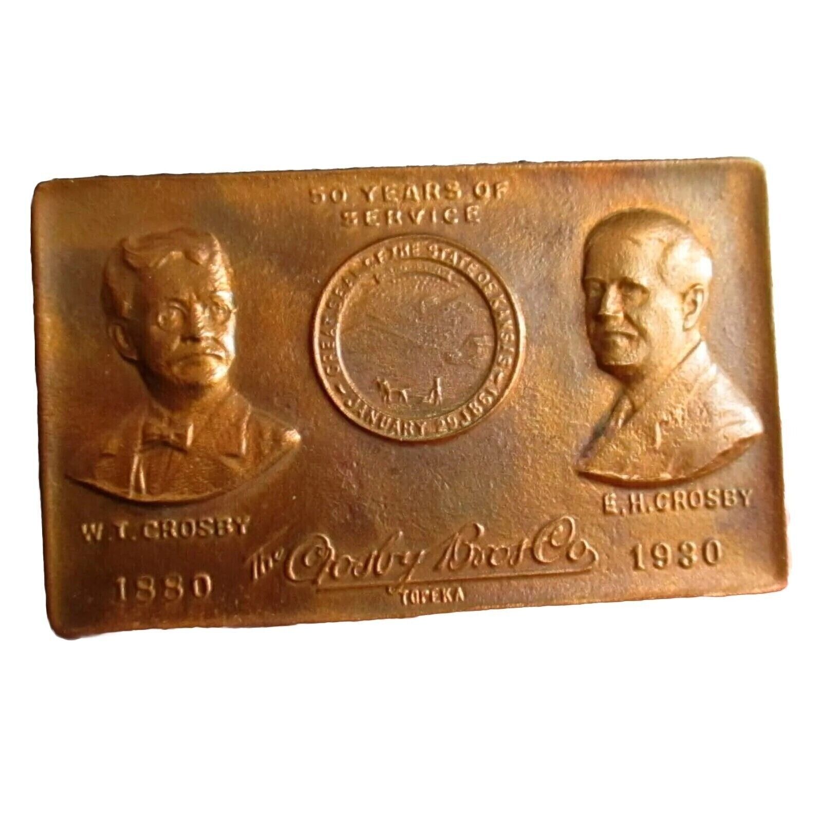 The Crosby Bros. Co. Topeka, Kansas embossed Copper  \