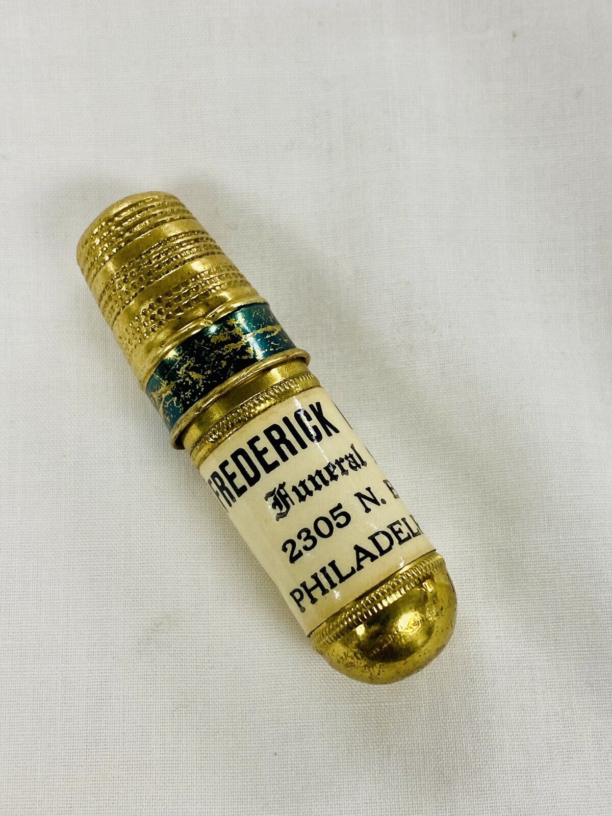 Vintage Thimble Sewing Kit For “Fredrick Mann,Jr Funeral Service” Broad St, Phil
