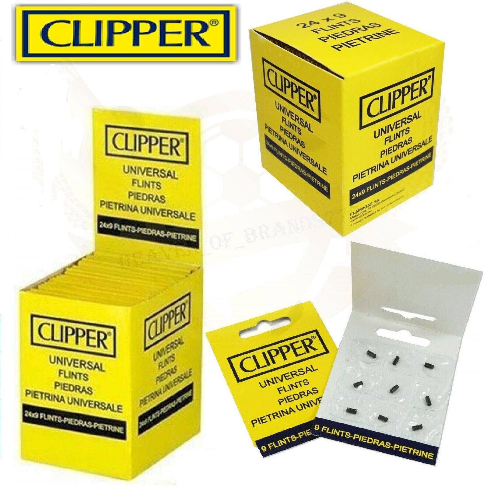 CLIPPER Replacement Lighter Flint 24 Pack, 216 Universal Flints Piedras Pietrina