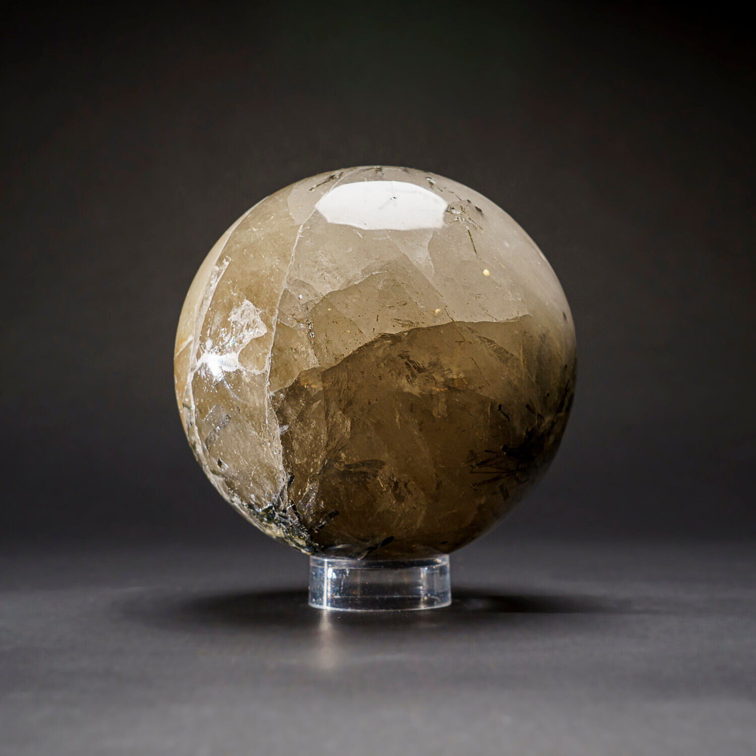 Genuine Polished Quartz with Tourmaline Sphere (5\