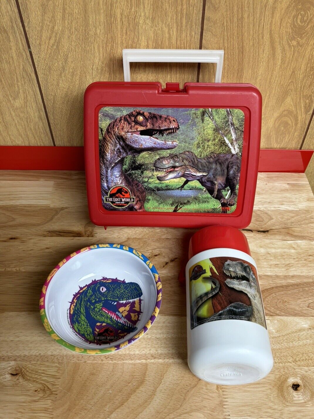 Vintage Thermos Jurassic Park The Lost World Plastic Lunchbox, Bowl Lot