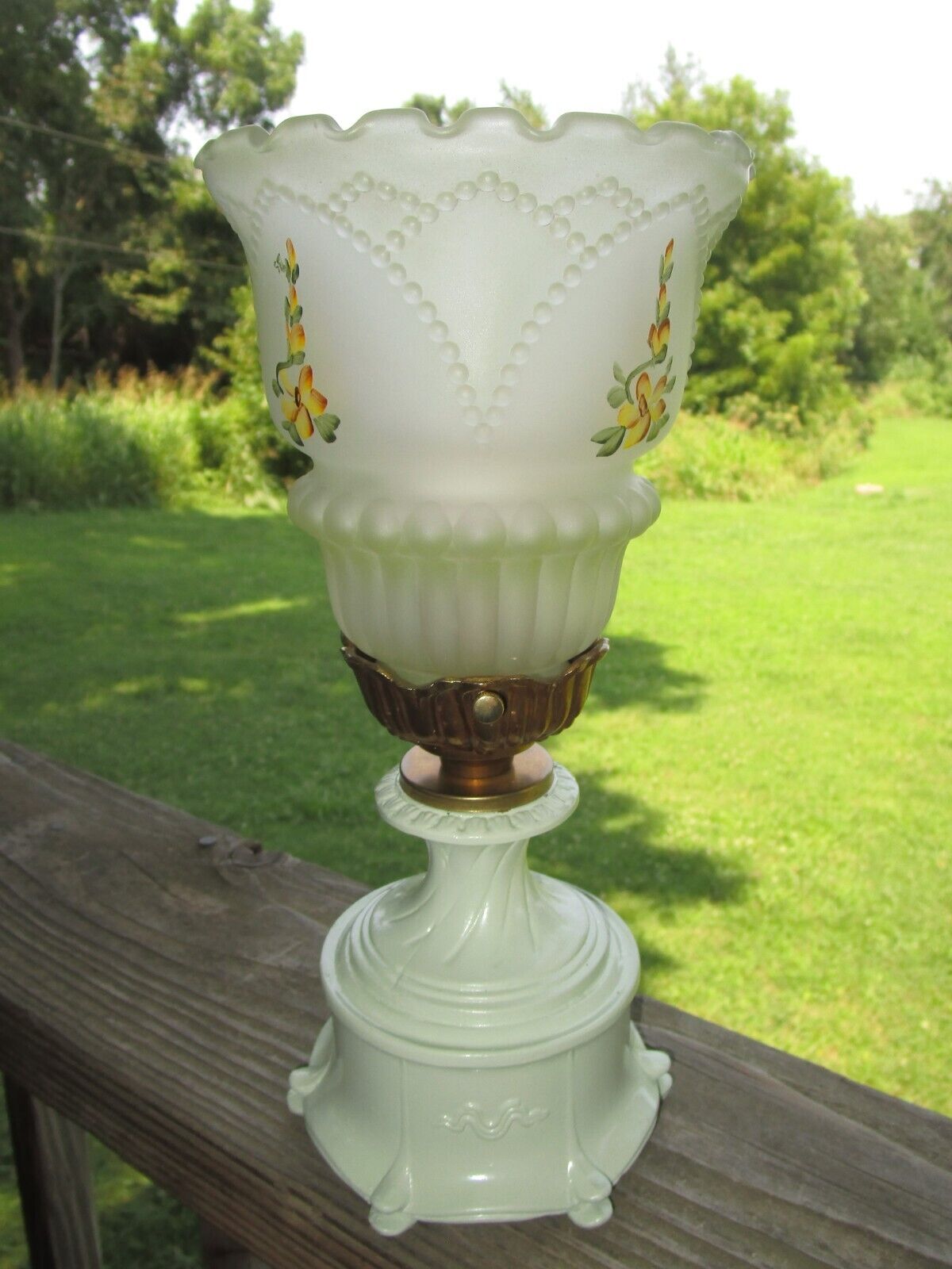 Small Antique Lamp W/ Glass Shade