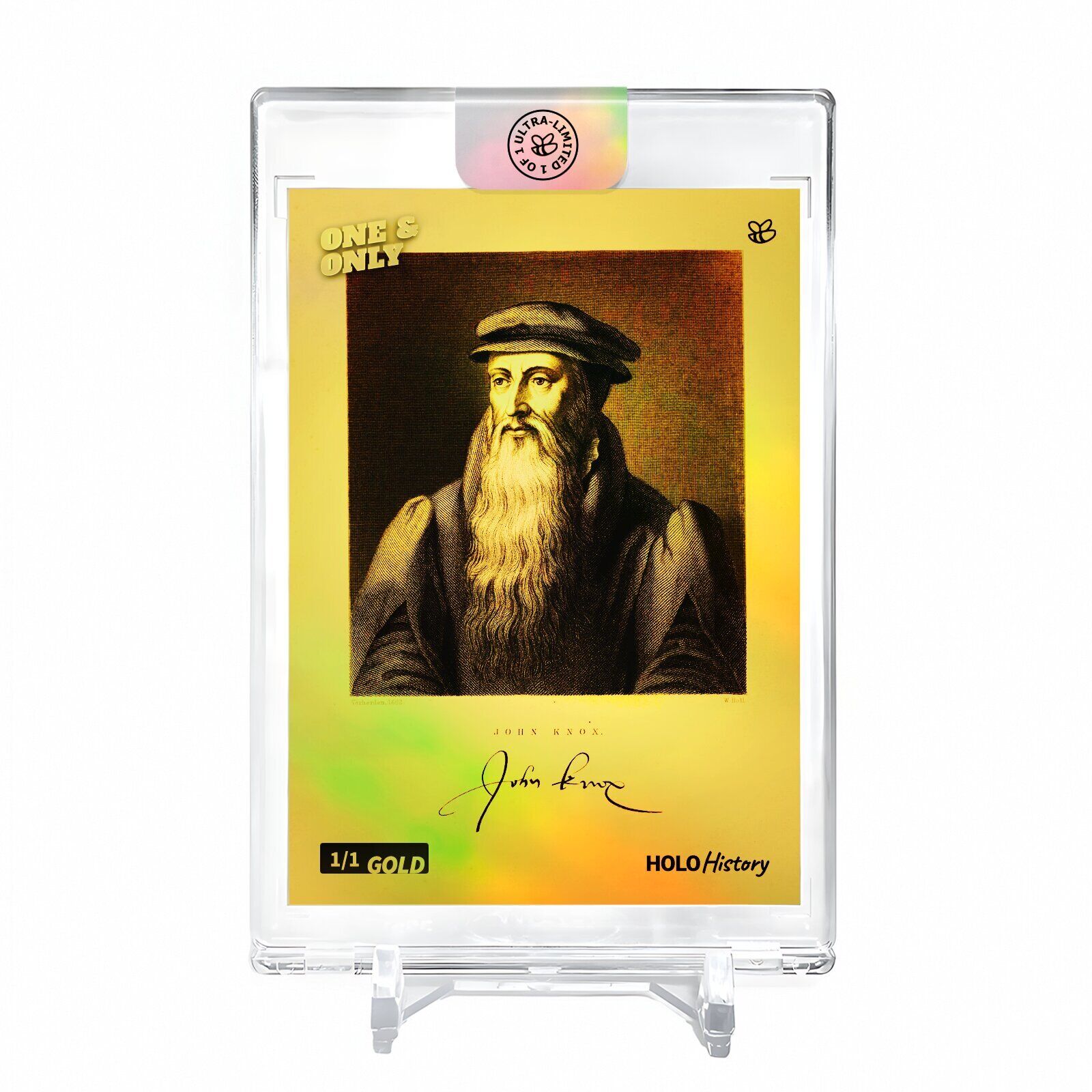 JOHN KNOX Art Holographic Card 2023 GleeBeeCo Holo History #JHST *GOLD* 1/1