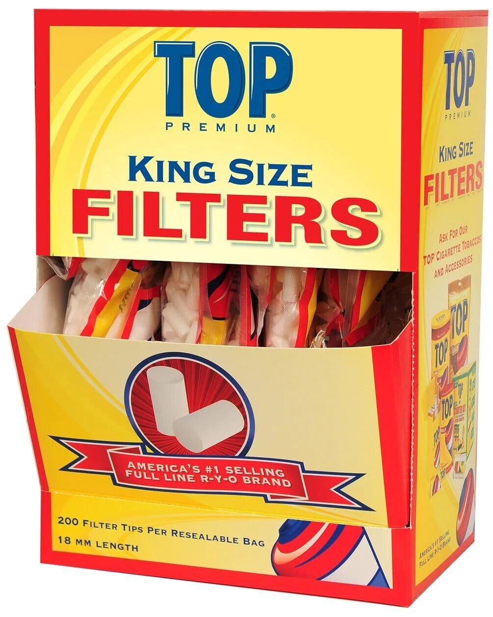 New Top King Size 18 mm Filter Tips 200 Filters per Bag 16 Count