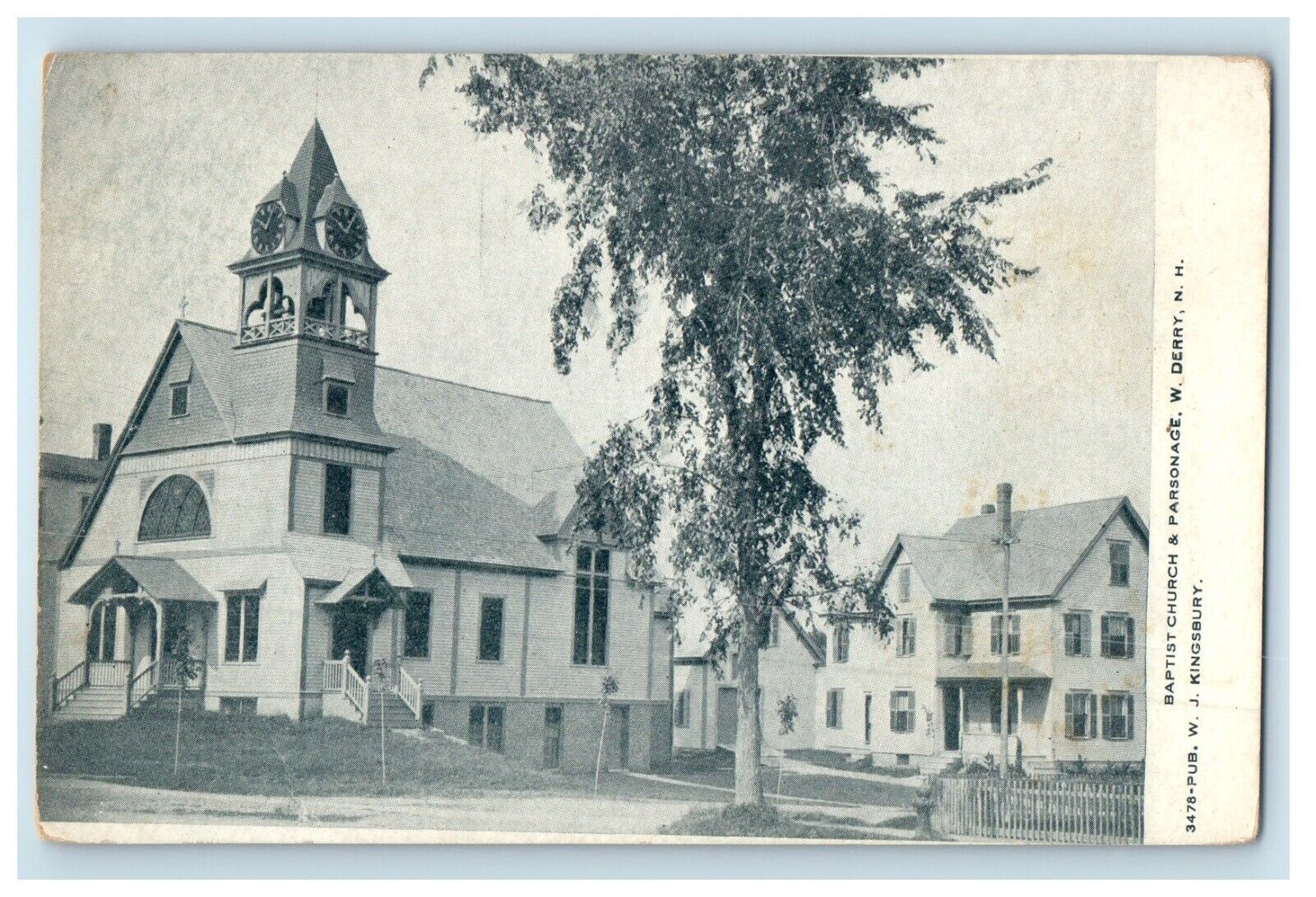 c1905 Baptist Church & Parsonage West Derry New Hampshire NH Antique Postcard