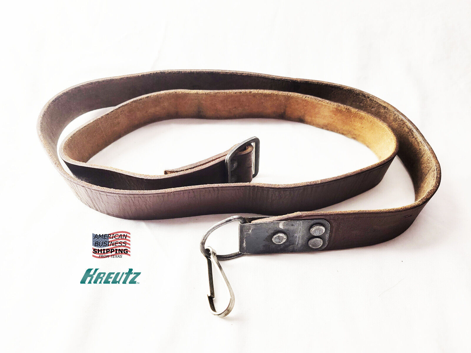 Heavy Duty Leather Rifle Sling 2-point Coldwar Romanian Military Surplus 7.62