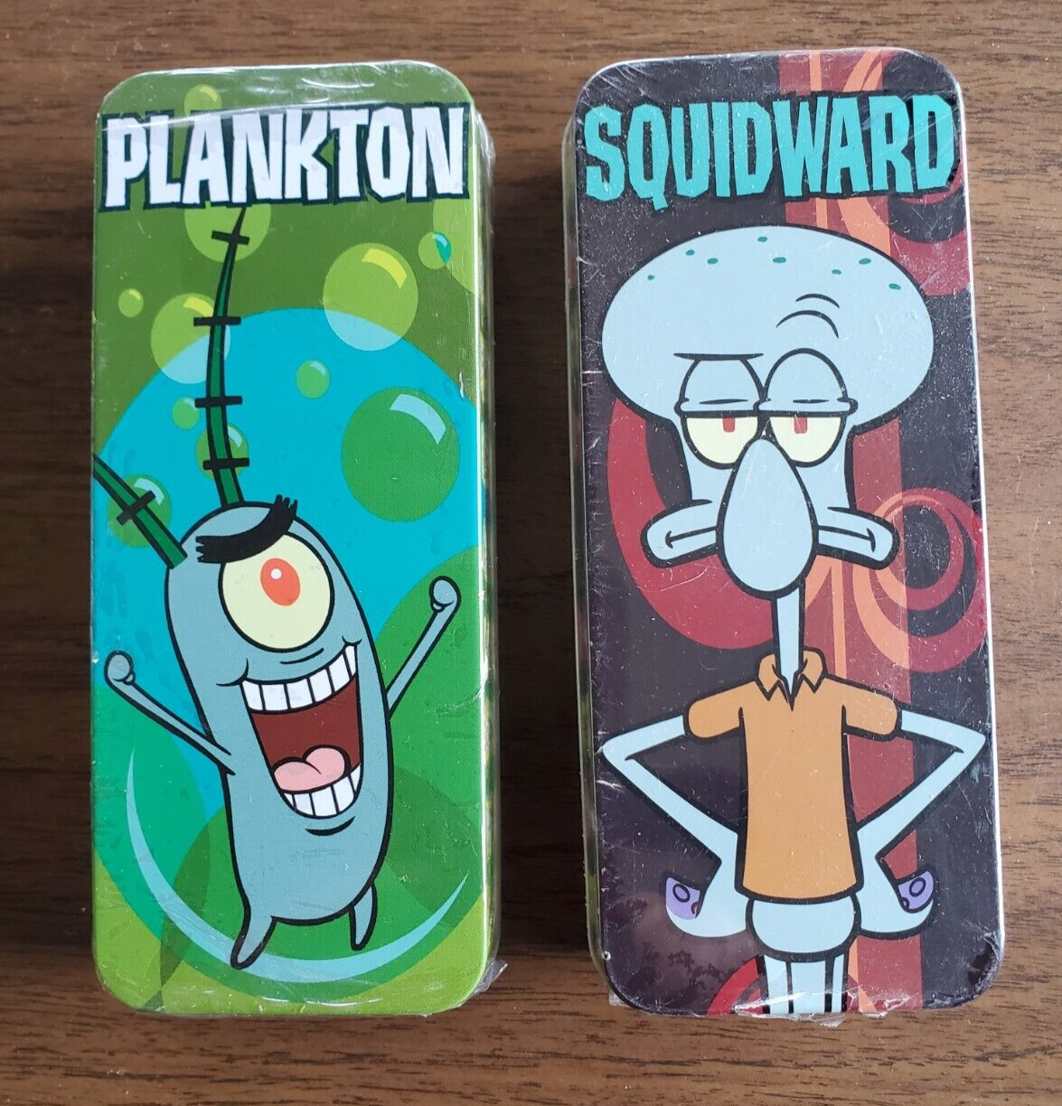 PLANKTON & SQUIDWARD Vintage 2004 Burger King watches with tin - factory sealed
