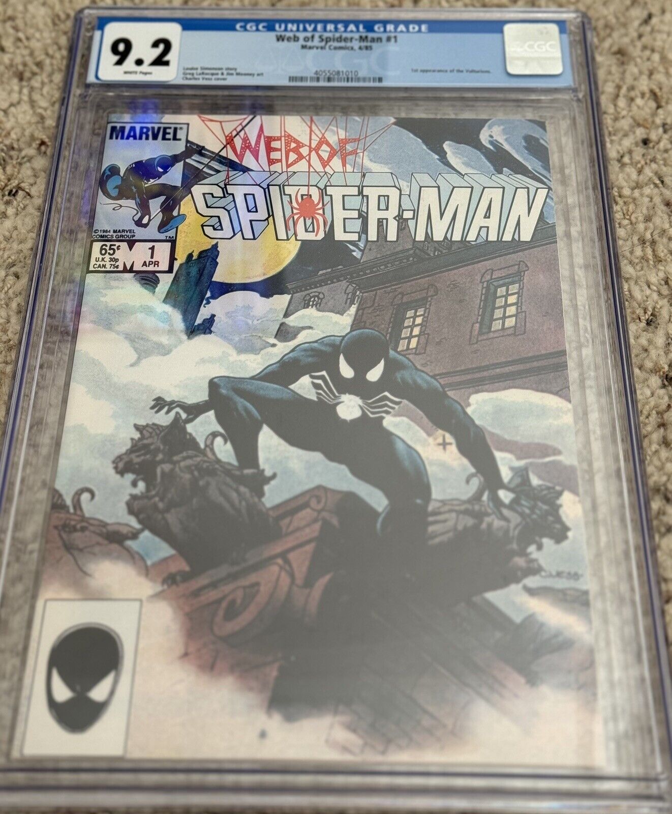 Web of Spider-Man #1 CGC 9.2(1985) Venom Black Suit Marvel Comics