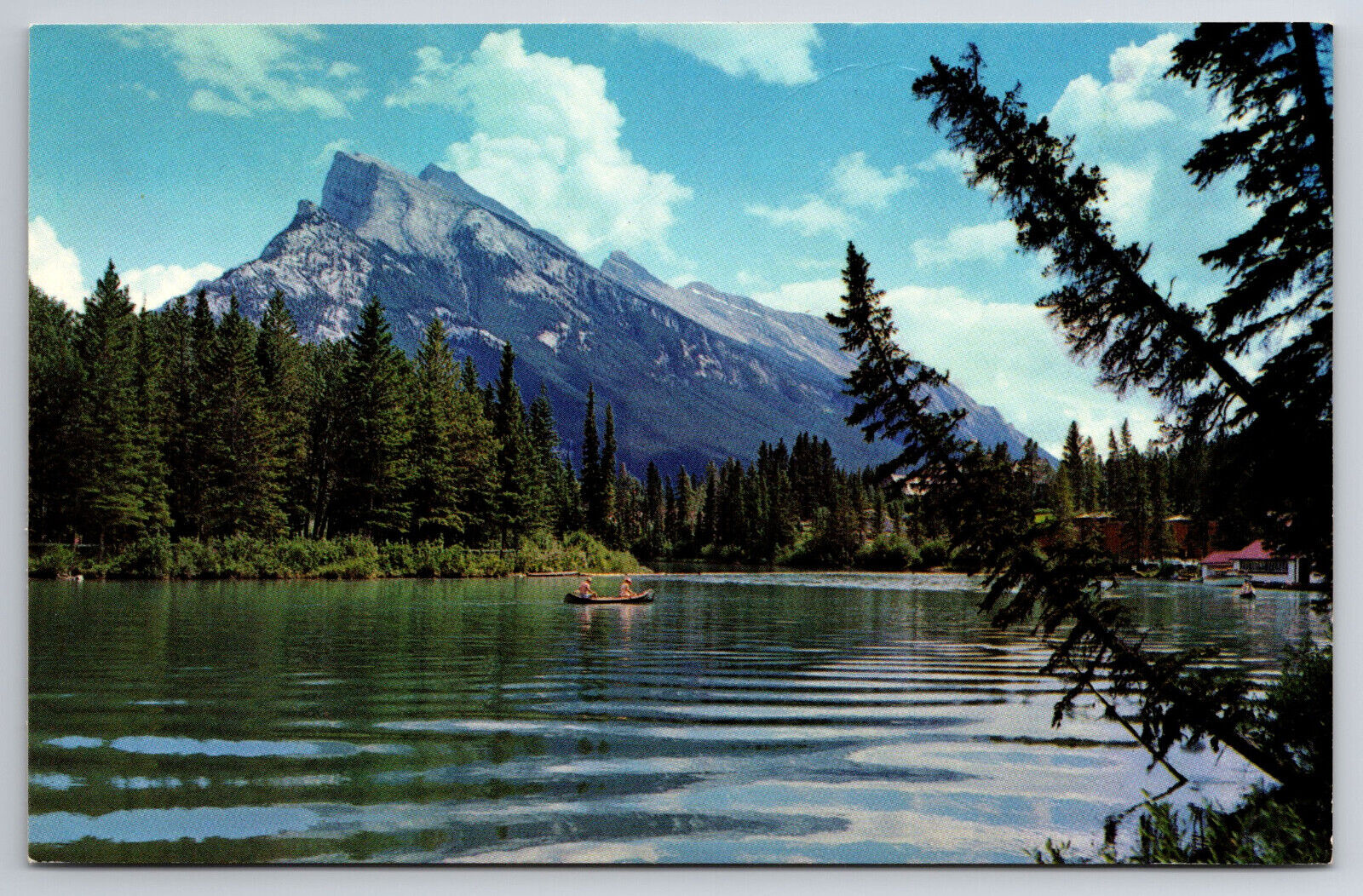 Vintage Canada Postcard Canadian Rockies Mt. Rundle Reflected In Bow River