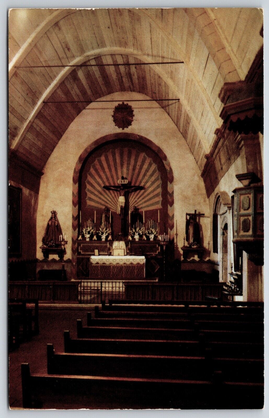 Postcard Interior, Mission San Carlos Borromeo De Carmelo, Carmel CA Unposted