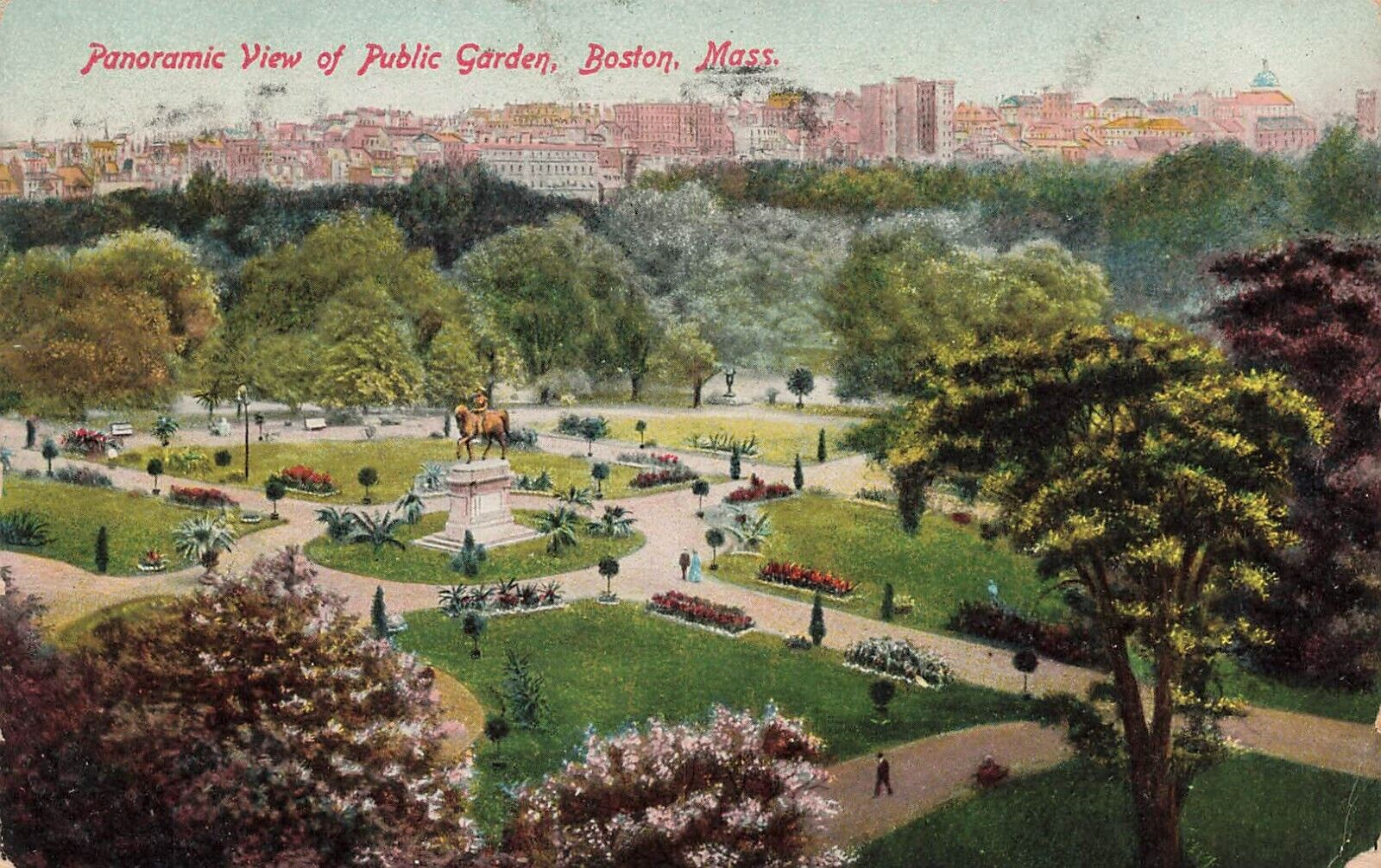 1900\'s Boston MA Panoramic View of Public Garden GERMANY MA225