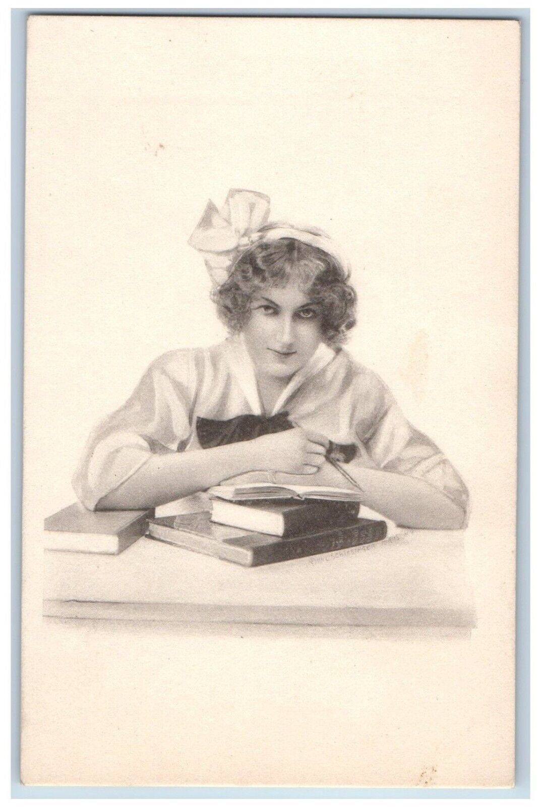 Fergus Falls Minnesota MN Postcard School Girl Curly Hair 1912 Posted Antique