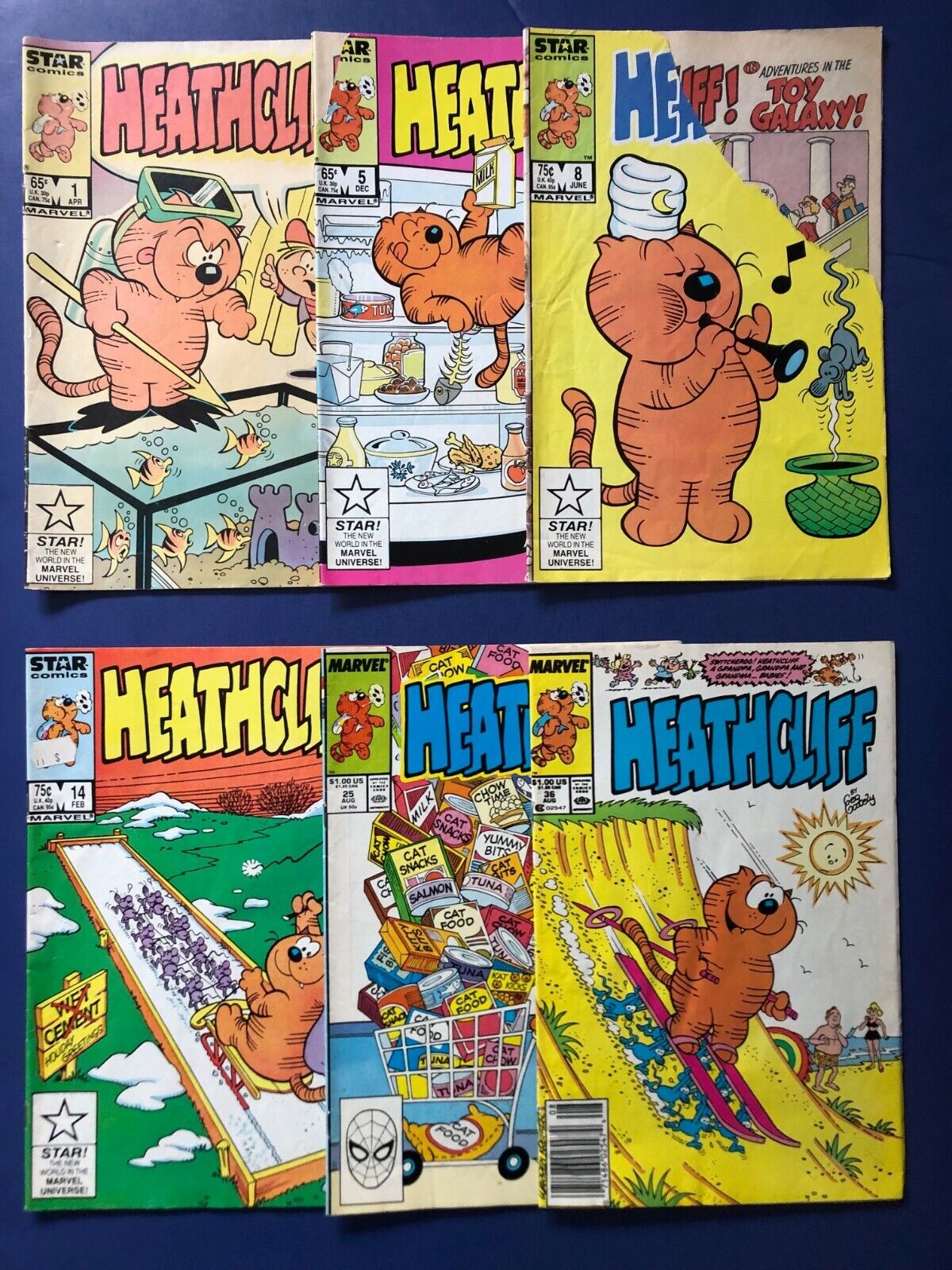 HEATHCLIFF # 1 5 8 14 25 36 (1986) Scarce Star Comics Series TV Character VG+