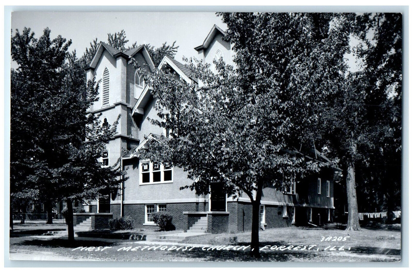 Forrest Illinois IL RPPC Photo Postcard First Methodist Church c1960's